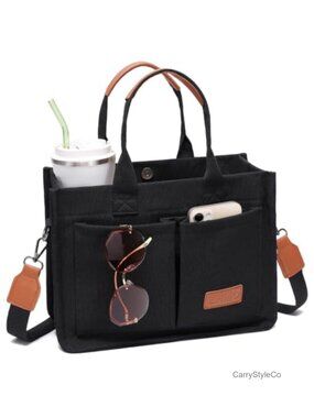 Canvas Tote Bag Crossbody Work Laptop Bag Large Travel Handbag